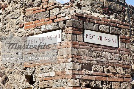 Detail of Pompeii site. The city of was destroyed and completely buried during a long catastrophic eruption of the volcano Mount Vesuvius