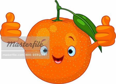 Illustration of Cheerful Cartoon Orange character