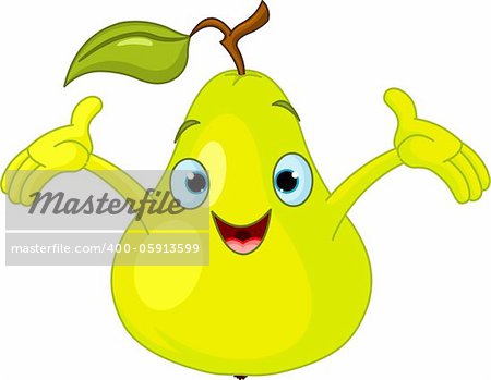 Illustration of Cheerful Cartoon Pear character