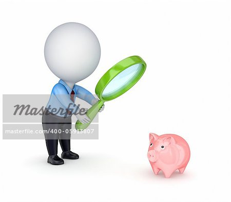 Looking for money concept. Isolated on white background.3d rendered.