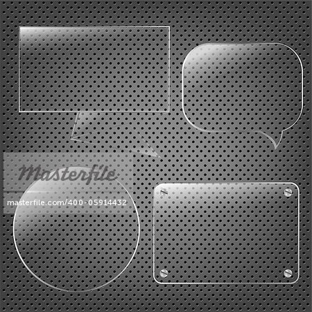 Glass Framework Set On Abstract Metal Background, Vector Background