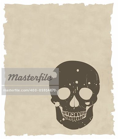 the brown vector grunge skull on old paper eps 8