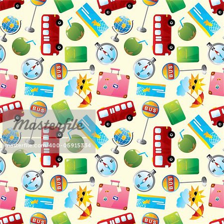 travel icons seamless pattern