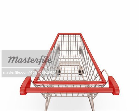 Shopping trolley isolated on white background.3d rendered.