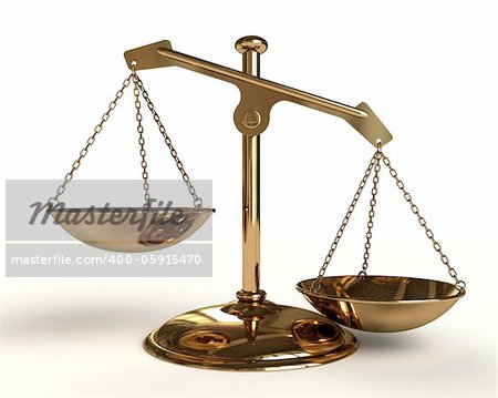 Justice concept - Gold Balance - 3D render image.
