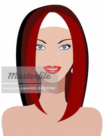 Beautiful woman with blue eyes. Vector isolated.