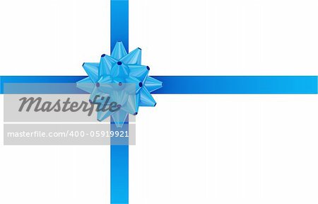Blue ribbon with blue bow. Isolated on white background. 3d rendered.