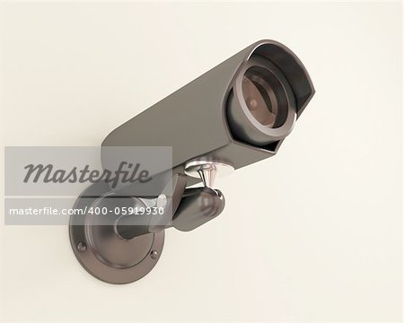 Observation camera on a wall. 3d rendered.