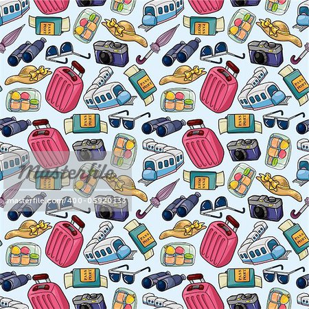 travel icons seamless pattern