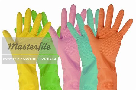 five color  gloves isolated on white background