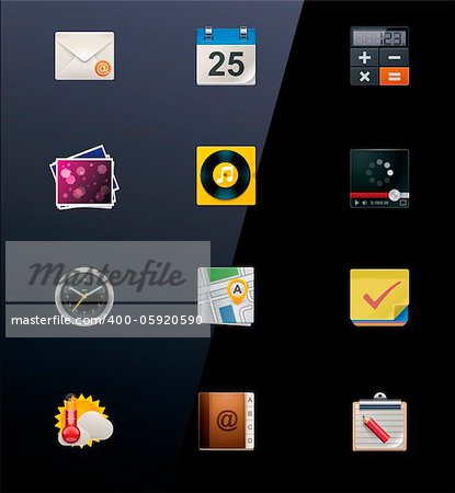 Set of generic mobile gadgets apps icons