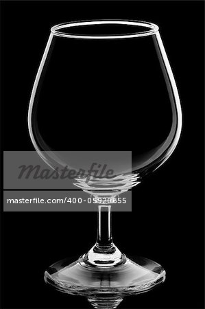 Wine glass on black background