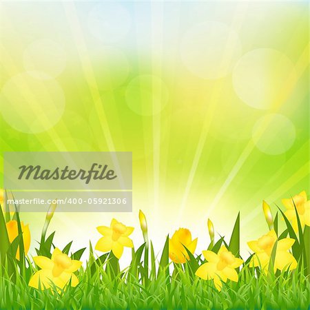 Flowers Easter Background, Vector Background