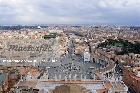 View from the top of San Pietro, the Vatican looking along via Vaticano towards Castel San Angelo