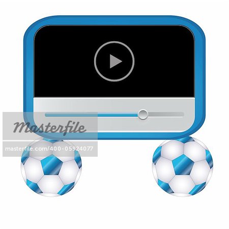 Abstract picture of a blue player on wheels from balls