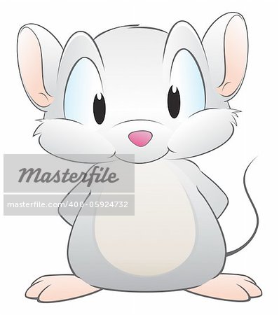 Vector illustration of a cute cartoon mouse. Grouped and layered for easy editing