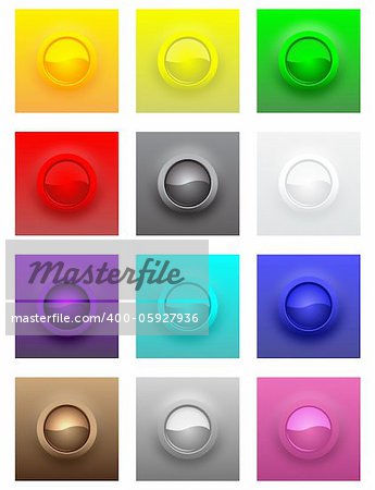Colorful convex glossy buttons set, vector illustration, eps10