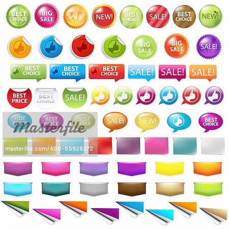 Sale Labels Set, Isolated On White Background, Vector Illustration