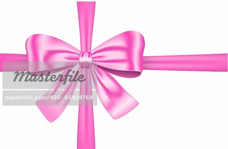 Nice pink ribbon with bow for gift, cards and decorations. Vector illustration