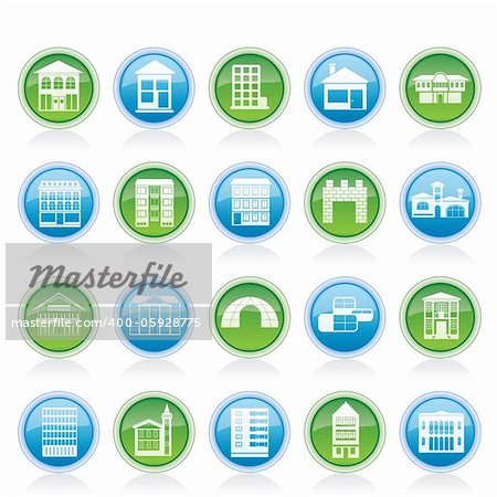 different kinds of houses and buildings - Vector Illustration
