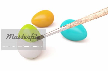 High quality 3d image of Easter eggs being painted