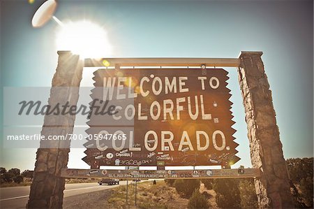 Welcome Sign, Entering Colorado from Utah, USA