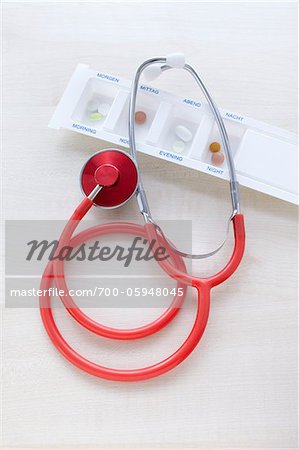 Still Life of Stethoscope and Pills