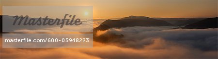 Mosel Valley Covered in Fog at Sunrise, near Bremm, Cochem-Zell District, Rhineland-Palatinate, Germany Mosel Valley Covered in Fog at Sunrise, near Bremm, Cochem-Zell District, Rhineland-Palatinate, Germany