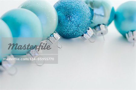 Blue christmas baubles