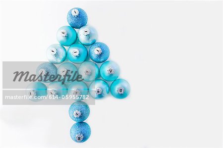 Christmas tree made of blue christmas baubles