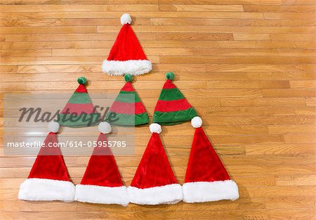 Christmas hats in shape of christmas tree