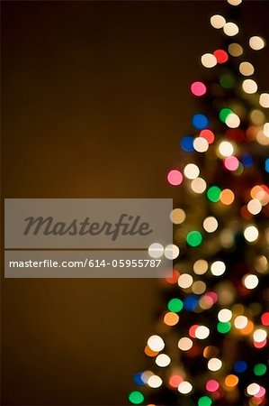 Lumières de Noël sur les arbres, hors du foyer