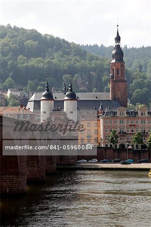 La rivière Neckar, vieux pont, vieille ville, Heidelberg, Bade-Wurtemberg, Allemagne, Europe