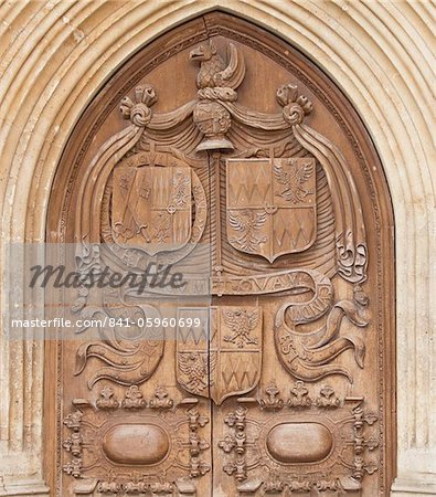 Detail of Bath Abbey door, Bath, UNESCO World Heritage Site, Somerset, England, United Kingdom, Europe