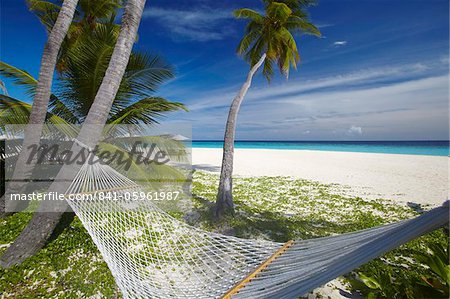 Hamac et tropical beach, Maldives, océan Indien, Asie