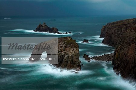Stormy evening at Land's End, Cornwall, England, United Kingdom, Europe