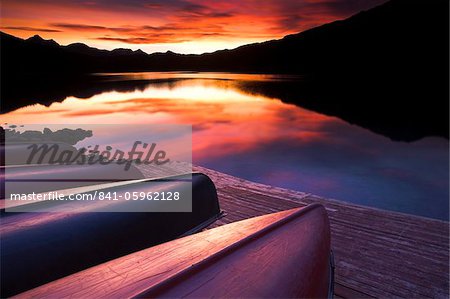 Upturned canoes beside Patricia Lake, Jasper National Park, UNESCO World Heritage Site, Alberta, Rocky Mountains, Canada, North America
