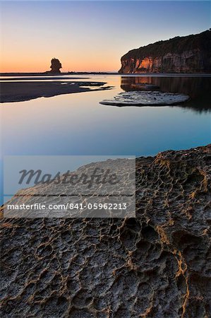 Sandstone formations on a beach in the Paparoa National Park, West Coast, South Island, New Zealand, Pacific