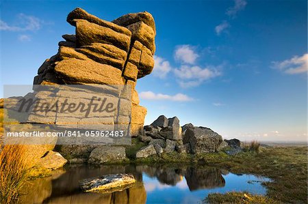 Affleurement de granit à selle Tor, Parc National de Dartmoor, Devon, Angleterre, Royaume-Uni, Europe