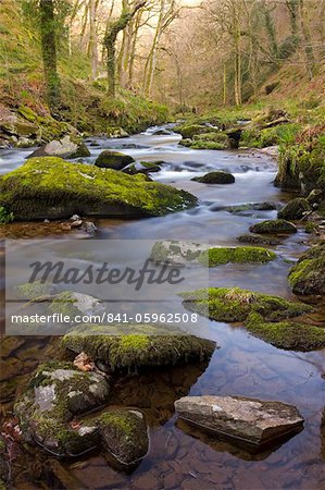 Rivière Lyn est à Watersmeet, Parc National d'Exmoor, Devon, Angleterre, Royaume-Uni, Europe