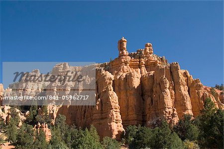 Brillamment coloré de cheminées de fées, Formations calcaires Claron, Red Canyon, forêt nationale de Dixie, Utah, États-Unis d'Amérique, Amérique du Nord