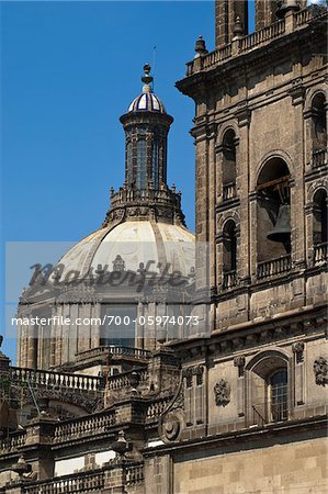 Gros plan de la cathédrale métropolitaine, Plaza de la Constitucion, Mexico City, Mexique