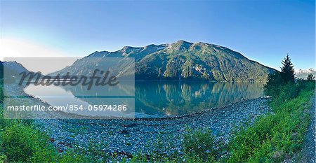 View across Lutak Inlet towards the Coastal Mountain Range, Haines, Southeast Alaska, Summer