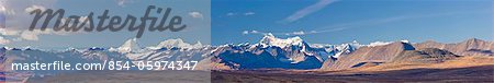 Panorama of the Alaska Range close to the MaClaren River Bridge on the Denali Highway, Interior Alaska, Autumn