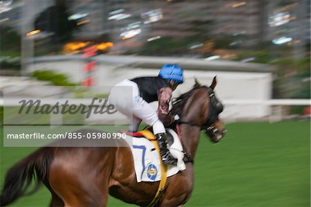 Horse racing in Happy Valley race course, Hong Kong