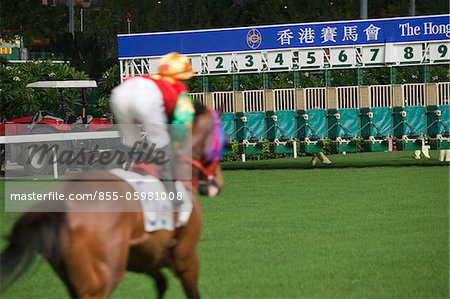 Horse racing in Happy Valley race course, Hong Kong