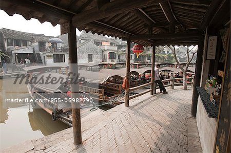 Bootssteg, Altstadt von Xitang, Zhejiang, China