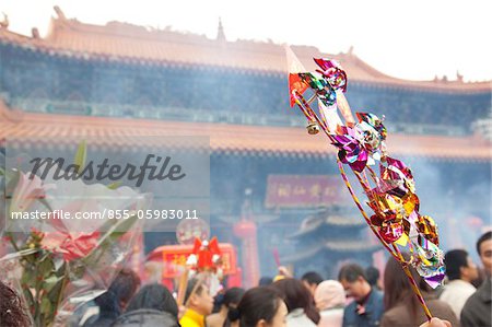 Crowded with worshippers in Chinese new year at Wong Tai Sin temple, Hong Kong
