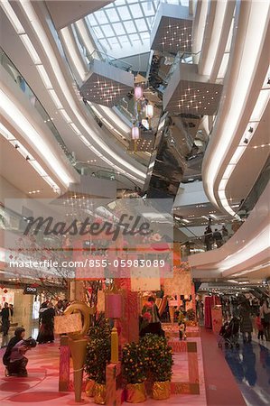 Decorations celebrating the  chinese new year in Festival Walk shopping mall, Hong Kong