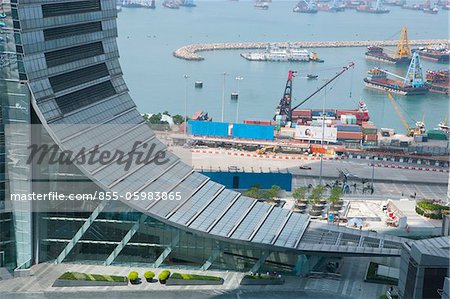 International Commerce Centre with Victoria harbour in background, Hong Kong